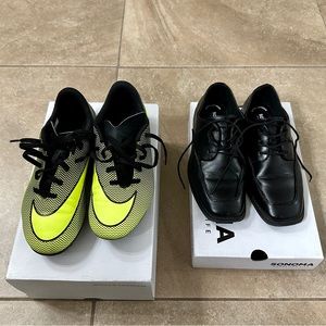Boy soccer cleats and dress shoes